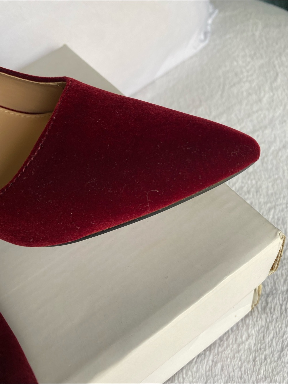 Who What Wear Deep Burgundy Velvet Pointed-Toe Stiletto Pumps - Picture 4 of 4